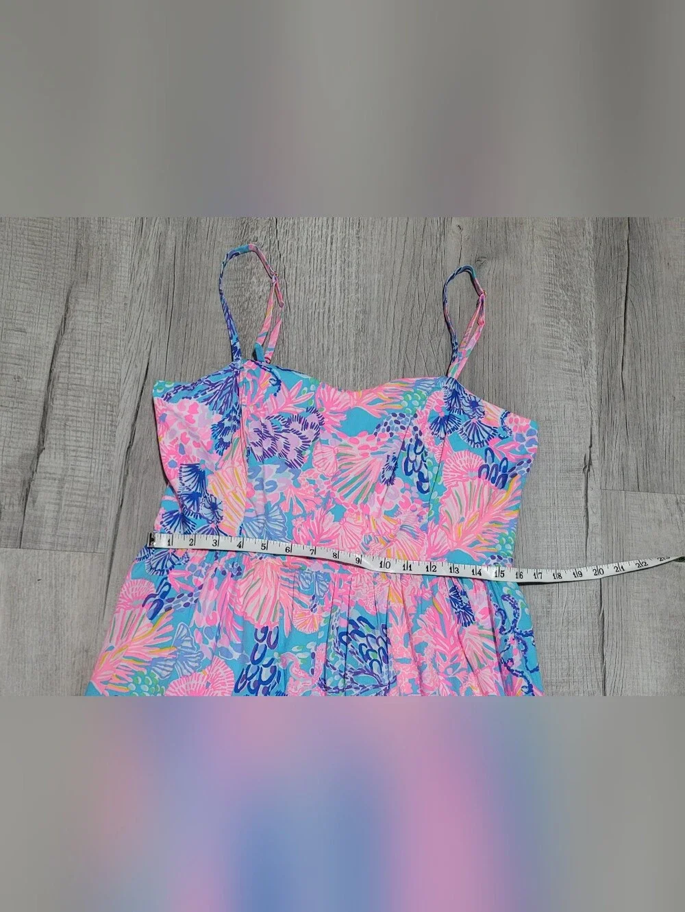 Lilly Pulitzer Edith Maxi Dress Splendor in the Sand Pink Blue Size 8 EUC - Picture 15 of 15